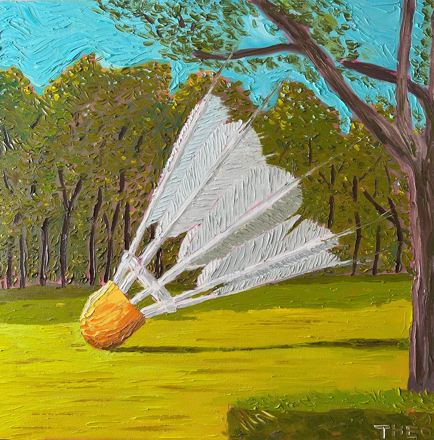 Shuttlecock Rich Teal Original Painting